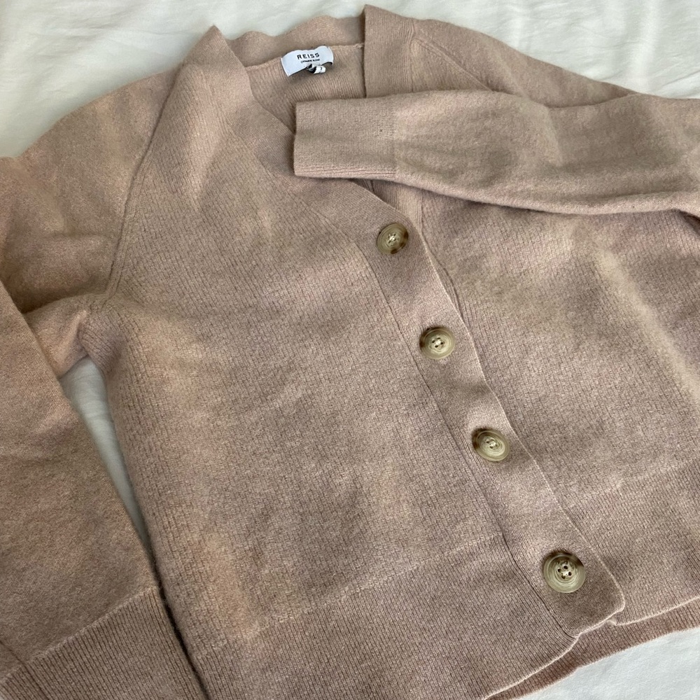 Reiss beige button cardigan (S)